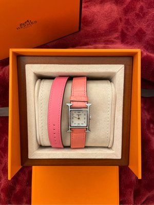 已售）全新 Hermès Heure H Watch 愛馬仕 H鑽石手錶 21 x 21 鱷魚皮 雙圈皮帶