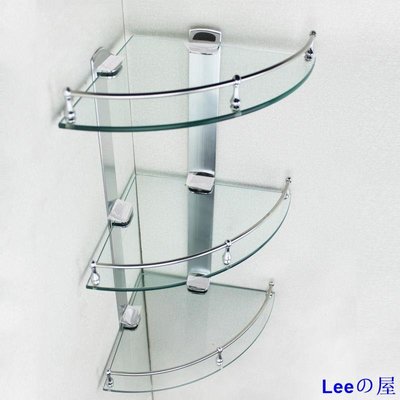 Leeの屋@浴室不鏽鋼玻璃三角架衛生間轉角架單雙三層酒店衛浴置物架托盤