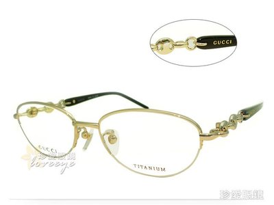 【珍愛眼鏡館】GUCCI 古馳 日本製 時尚經典扣環純鈦半框光學眼鏡 GG8558J 淡金 公司貨 # 8558