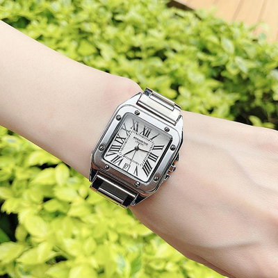 男士手錶 潮流精品山度士方形時尚手錶男女情侶鋼帶日歷防水鋼帶石英腕錶