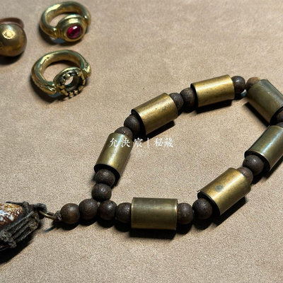 （已蒙收藏）泰國聖物 老金屬符管 擋降貝 持珠 手持