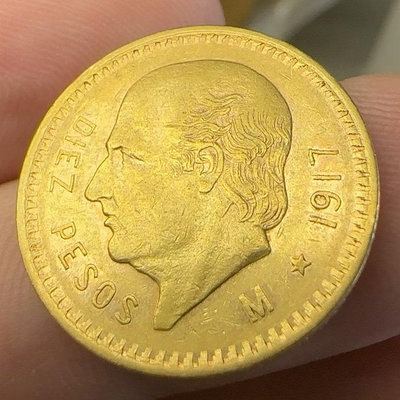 1917年，墨西哥鷹洋金幣，10比索金幣