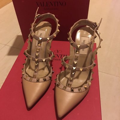 valentino rockstud 卯釘鞋 高跟 膚色 36.5 10cm