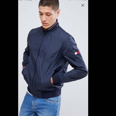 Tommy Hilfiger Reversible jacket 飛行外套教練外套三色領風衣雙面穿防風外套 ma1 深藍