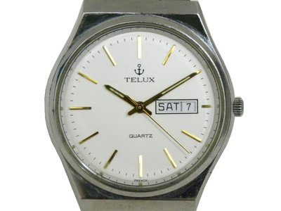 [專業] 石英錶 [TELUX Y75001] 鐵力士 不銹鋼時尚錶[白色面+星+日期]中性錶/軍錶
