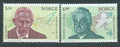 古玩錢幣收藏（可議價）挪威 2004年 諾貝爾 和平獎 化學獎 莫爾肯 雕刻版 2全 MNH
