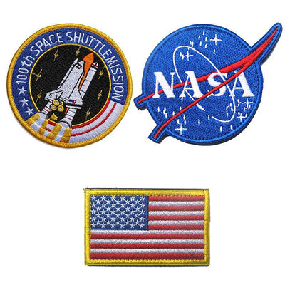 眾信優品 阿爾法胸章ma1太空總署臂章NASA飛行夾克阿波羅補丁刺繡魔術貼章HW2230