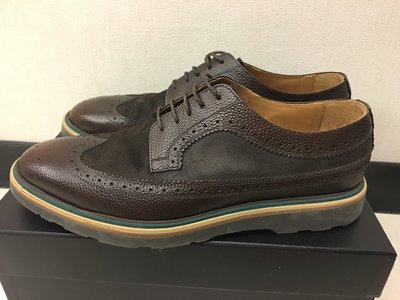 [ 義 品 苑 ] PAUL SMITH 咖啡色 異材質拼接 休閒皮鞋 9 義大利製 刷卡分期零利率