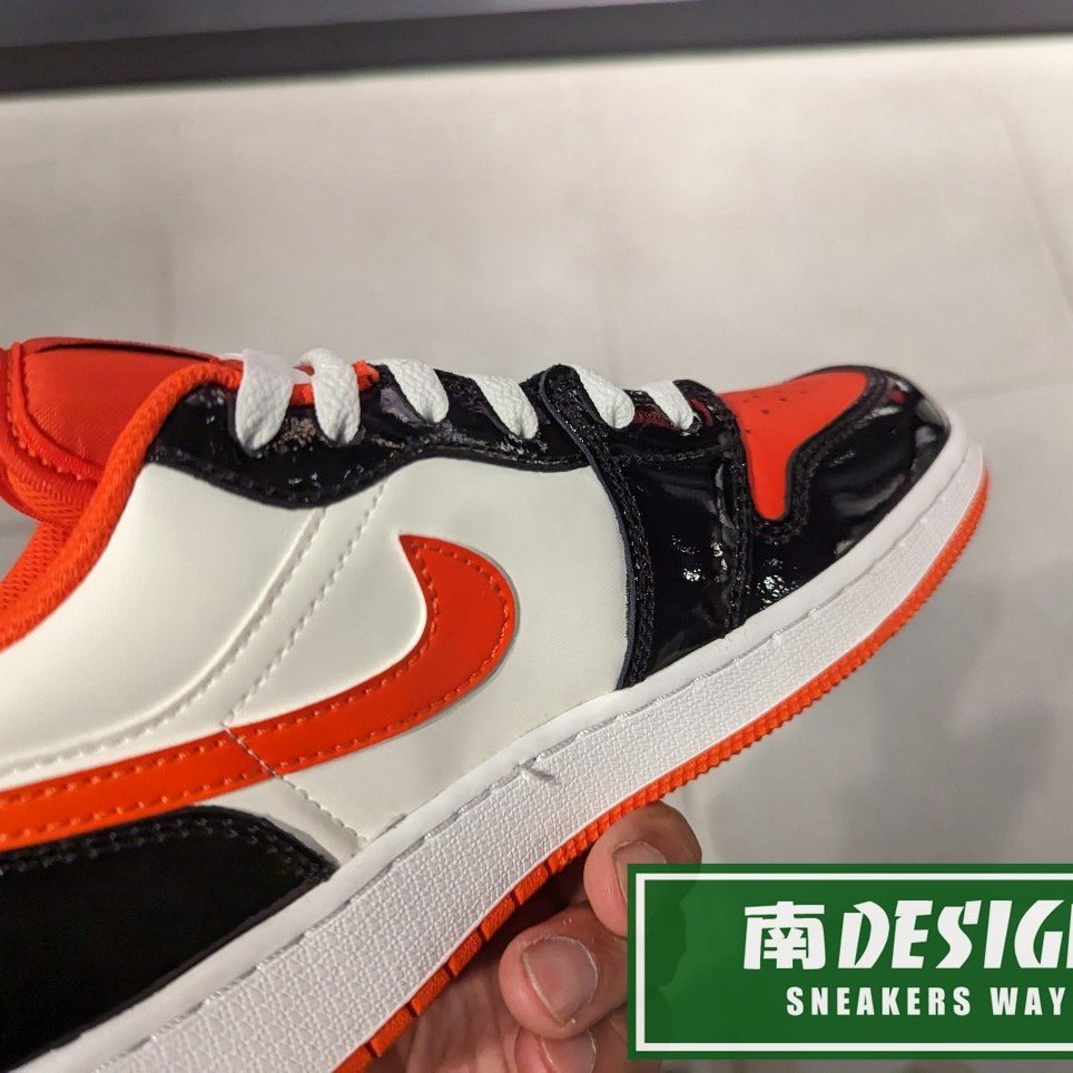 南🔥2023 4月NIKE AIR JORDAN 1 LOW GS 低筒拼接女款黑橘紅DV1335-800