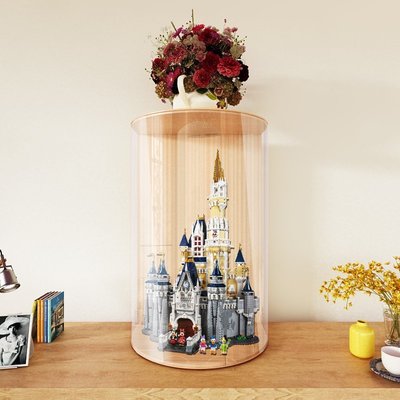 展示盒樂高71040迪士尼城堡圓形展示盒LEGO積木模型展示盒收納箱防塵罩