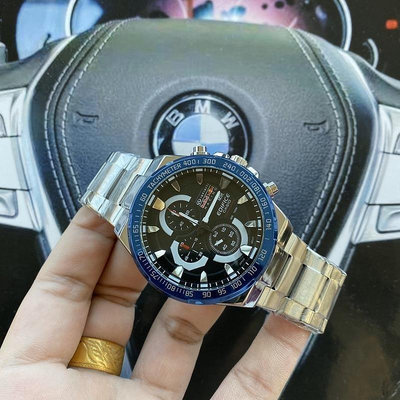 二手全新卡西歐 6針EFR539系列多功能男表全自動機械錶三眼賽車運動時尚腕錶 夜光錶