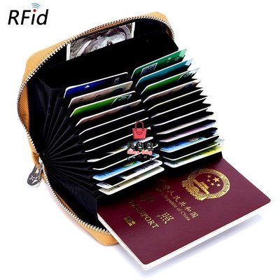 風琴卡包護照包男士錢包 真皮多功能防盜rfid卡夾女士錢夾 錢包 皮夾