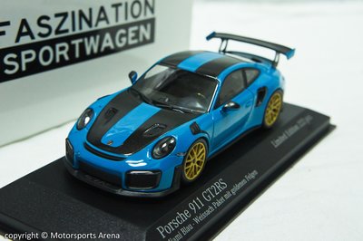 【現貨特價】1:43 Minichamps Porsche 911 GT2 RS Weissach 2018 限量藍