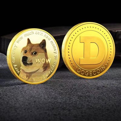 現貨 美國實物狗狗幣彩繪鍍金紀念幣 擺件硬幣dogcoin金~特價