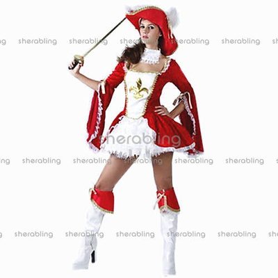 (PR-A_301)COS萬聖節化裝舞會服裝 女海盜 大紅豪華海盜公主