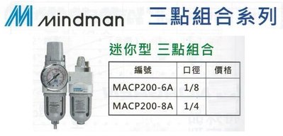 Mindman 迷你型 三點組合 調壓濾水器 型號：MACP200-6A/MCP200-8A