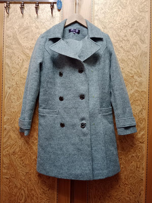 RN ROEYIN 灰色羊毛大衣/外套~ W204-989 M