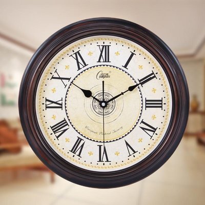 [16寸]康巴絲工業風復古掛鐘歐式客廳靜音石英鐘創意電子鐘大掛表古典懷舊鐘錶