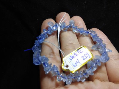 天然原礦原石補水寶石冰透海藍寶不規則隨形單圈手鍊手環手串6mm/8.8g玉石珠寶首飾寶石飾品專櫃精品