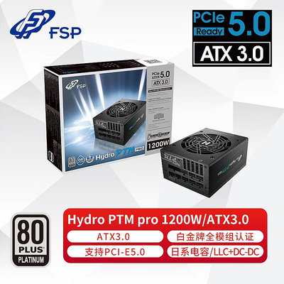 全漢（FSP）1200W Hydro PTM Pro1200白金牌 電源ATX3.0 PCI-E5.0
