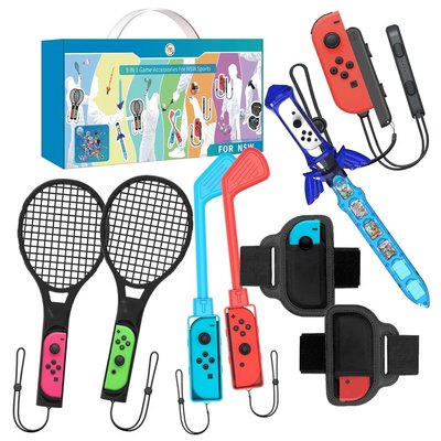 包子の屋Nintendo Switch 運動遊戲配件捆綁 ,9 合 1 家庭運動套件, 用於 NS Switch