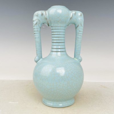 古瓷器 古董瓷器 汝瓷花瓶高18.5公分直徑10公分編號2010150-33004