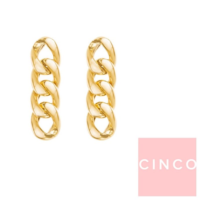 CINCO 葡萄牙精品 Ellery earrings 24K金耳環 復古橢圓鎖鍊耳環