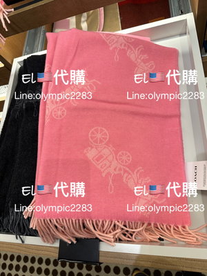 EL~COACH 76387 粉色 馬車logo 羊毛 圍巾(雙面用) 現貨 附購證 特價3580