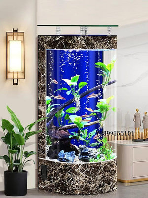 玻璃魚缸新款半圓魚缸立式客廳小型造景免換水電視柜旁玻璃生態水族箱水族箱