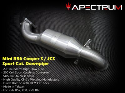 Mini R56, R57, R58, R59, R60 Cooper S / JCW專用200鉬Turbo當派排氣管