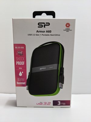 『BAN'S SHOP』 SP 廣穎 3TB 2.5吋 軍規防震行動硬碟 (黑綠) 全新