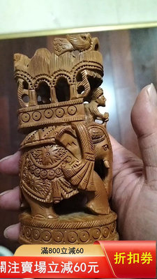 印度老山檀老料象神，雕刻精美味道好，整體無瑕疵。是件幾十年老
