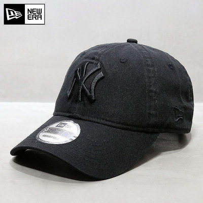 小Z代購#NewEra帽子鴨舌帽子MLB棒球帽洋基隊NY軟頂大標黑色彎檐帽情侶潮
