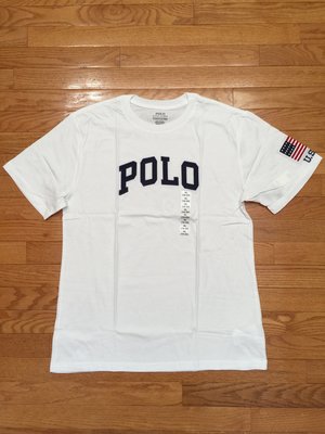 【Polo Ralph Lauren】RL 大男童短袖T恤 國旗POLO貼布 純棉圓領短袖T恤 潮T
