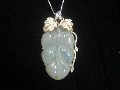 萬泰當鋪鑽石珠寶~緬甸產天然A貨 玻璃種 翡翠   獨家設計款 金枝玉葉.一葉致富004-1