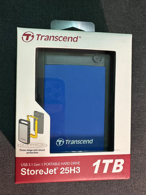 [Transcend 創見] 行動硬碟 StoreJet 25H3 1TB 軍規2.5吋 (藍) 全新