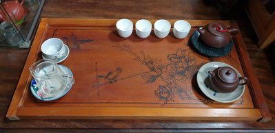 眾藝苑～老件，台灣檜木墨畫板，可當大茶盤。79×42×厚3公分。