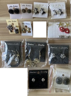 (全新)韓系時尚造型耳環花朵華麗亮鑽復古文創耳環一批一起賣