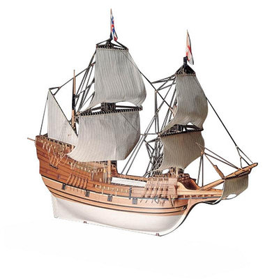 包郵 古典木質帆船模型拼裝套材 五月花號 蝸牛