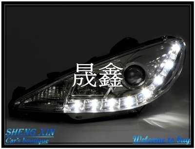 《晟鑫》全新 寶獅 PEUGEOT 206cc LED 類R8樣式 魚眼 總成 晶鑽 黑框 大燈一對