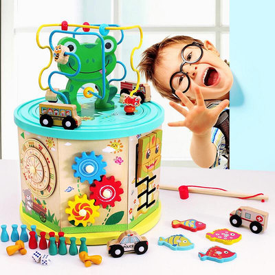 【現貨】新品七面多功能繞珠百寶箱早教益智力1-3-6歲嬰兒童寶寶串珠玩具