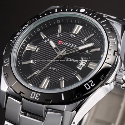 【潮鞋基地】CURREN卡瑞恩8110男士時尚日曆手錶鋼帶男式防水手錶