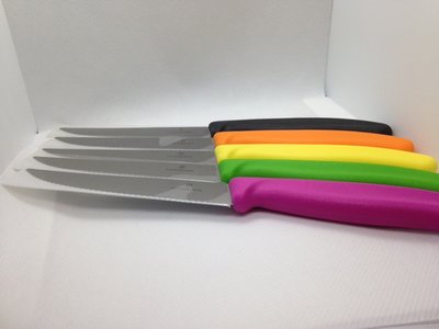 瑞士維氏(VICTORINOX) 橘色 黃色 粉紅色 綠色 黑色牛排刀 Black 11 cm 含柄23.5cm