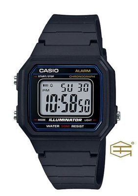 【天龜 】CASIO 簡約復古 方形數字大型液晶錶面 W-217H-1A