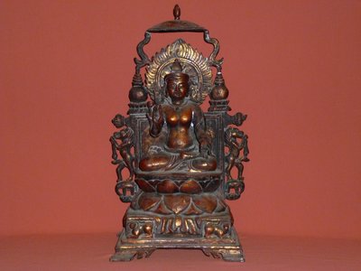 銅鎏金-紫銅彩繪 鎏金 彌勒菩薩