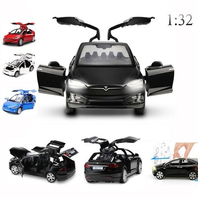 1: 32 鈕扣電池模型 Tesla 模型 X 合金汽車模型壓鑄和玩具車玩具車兒童玩具兒童玩具兒童玩具兒童玩具