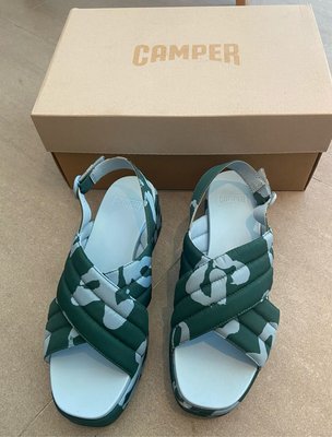 Camper 綠花厚底涼鞋