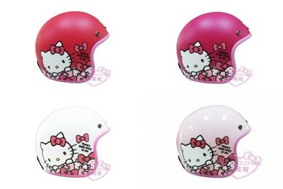 ♥小花凱蒂日本精品♥Hello Kitty凱蒂貓蝴蝶結粉色紅色白色-點點款安全帽成人安全帽附抗UV護目鏡79700603