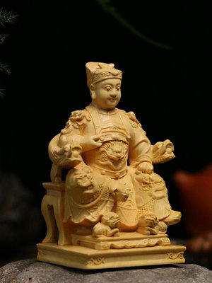 黃楊木雕實木雕刻木質佛像保安郭圣王神像工藝品收藏擺件廣澤尊王