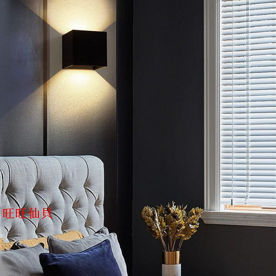 照明燈 壁燈北歐現代簡約LED壁燈創意臥室床頭燈客廳過道戶外防水黑色可調光